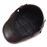Collrown,Leather,Solid,Color,Casual,Retro,Visor,Forward,Beret