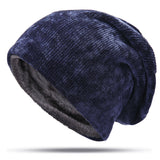 Women,Double,Layer,Velvet,Chenille,Vertical,Stripes,Baggy,Beanie
