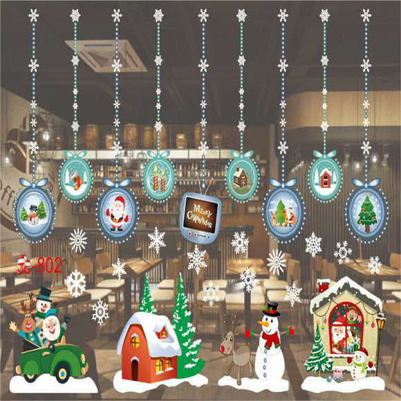 Loskii,Creative,Removable,Window,Stickers,Christmas,Decorations,Glass,Paste,Colorful,Window,Glass,Background,Stickers