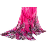 180CM,Women,Voile,Coral,Flower,Printing,Scarf,Casual,Oversize,Scarves,Shawls