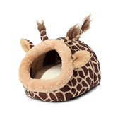 Small,Giraffe,Sleeping,House,Kennel,Puppy