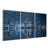 Miico,Painted,Three,Combination,Decorative,Paintings,Harbor,Night,Decoration