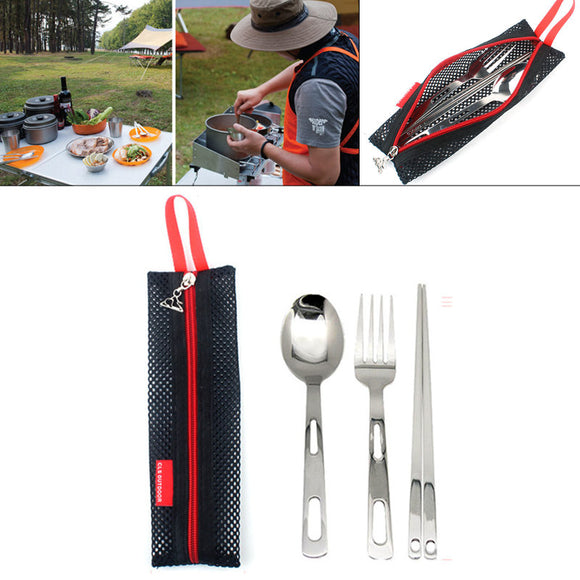 Portable,Outdoor,Camping,Picnic,Stainless,Steel,Spoon,Chopsticks,Tableware