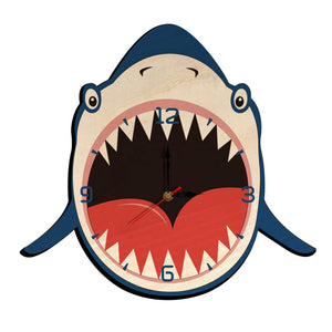 Creative,Wooden,Clock,Shark,Shape,Watch,Silent,Clock,Bedroom,Decoration,Clock