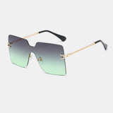 Women,Oversized,Square,Frame,Fashion,Metal,Protection,Sunglasses