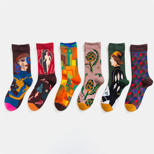 Unisex,British,Style,Retro,Couple,Patchwork,Color,Personality,Socks