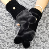 Women,Plush,Thicken,Cartoon,Pattern,Gloves