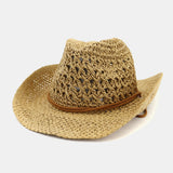 Unisex,Handmade,Sunscreen,Travel,Beach,Cowboy,Style,Panama,Straw,Adjustable,String
