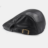 Genuine,Leather,Solid,Color,Casual,Leather,Forward,Beret