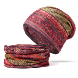 Women,Cotton,Ethnic,Plaid,Multifunctional,Beanie,Scarf,Vintage,Elastic,Turban