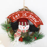 Christmas,Wreath,Front,Garland,Santa,Claus,Snowman,Ornaments,Natural,Rattan