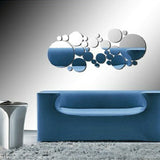 Honana,28Pcs,Silver,Circle,Mirror,Stickers,Bedroom,Office,Decor