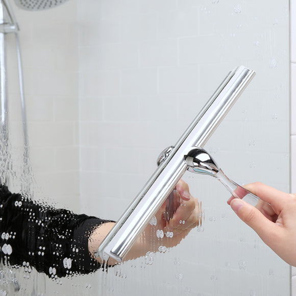 Clear,Suction,Attach,Bathroom,Shower,Window,Squeegee,Blade,Stainless,Steel,Plastic,Cleaning,Brush