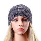 Women,Fashion,Knitted,Woolen,Stripe,Beanie,Casual,Foldable