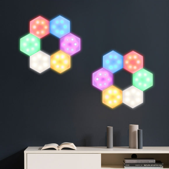 Loskii,Modular,Touch,Dimmable,Lights,Timing,Remote,Control,Hexagonal,Night,Light