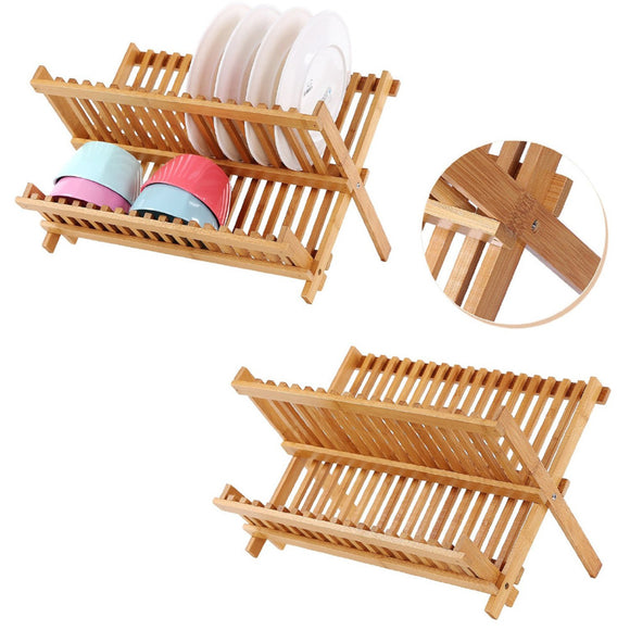 Foldable,Bamboo,Drying,Plate,Drainer,Kitchen,Storage,Organizer,Holder,Grids