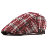 Unisex,Casual,Outdoor,Adjustable,Plaid,Pattern,Cotton,Beret,Peaked