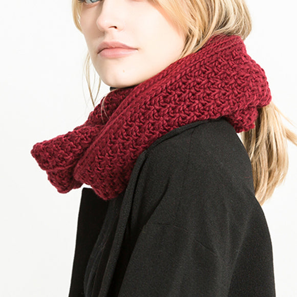 Women,Solid,Knitted,Collar,Scarves,Scarves,Warmer,Circle,Scarf,Windproof