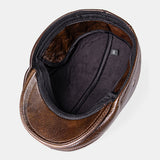 Genuine,Leather,Thickness,Cotton,Windproof,Protection,Forward,Beret