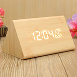 Voice,Control,Wooden,Wooden,Triangle,Temperature,Digital,Alarm,Clock,Humidity,Thermometer