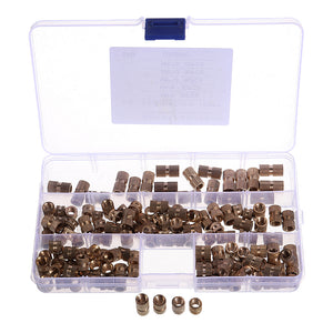 Suleve,M6BN1,140Pcs,Knurled,Brass,Round,Female,Thread,Knurled,Round,Insert,Embedment,Assortment