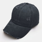 Women,Breaking,Solid,Color,Fashion,Hollow,Ripped,Washed,Denim,Baseball