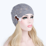 Women,Knitted,Beanie,Casual,Hollow,Button,Woolen,Bonnet