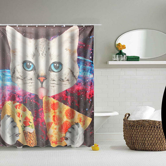 Space,Nebula,Eating,Pizza,Bathroom,Shower,Curtain,Polyester