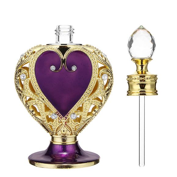 Vintage,Empty,Crystal,Metal,Purple,Heart,Perfume,Bottle,Filler,Glass,Collectible,Gifts