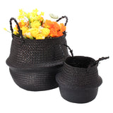 Black,Seagrass,Belly,Basket,Storage,Holder,Plant,Decoration,Storage,Baskets