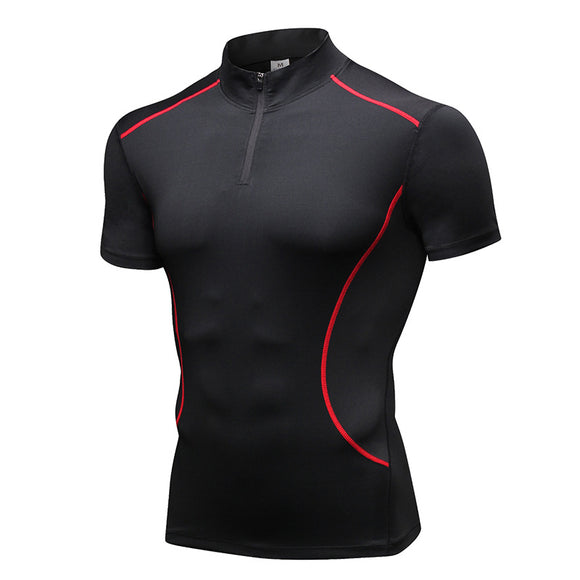 YUERLIAN,Men's,Stand,Collar,Sports,Stretch,Sports,Fitness,Short,Sleeve,Shirts,Casual,Running,Clothes,Sleeve