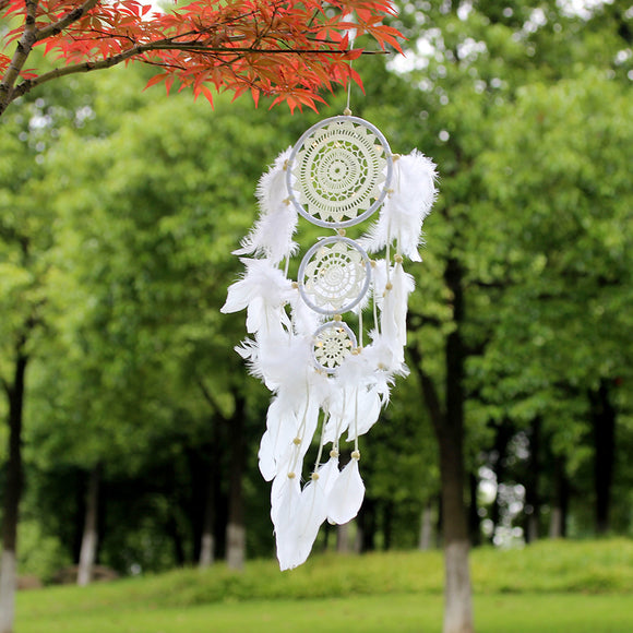 White,Flower,Dream,Catcher,Chimes,Indian,Style,Feather,Pendant,Dream,Catcher,Decorations