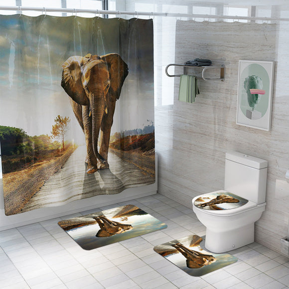 Elephant,Bathroom,Toilet,Floor,Waterproof,Shower,Curtain,Flannel,Coloured,Bathroom,Carpet