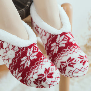 Women,Girls,Winter,Chiristmas,Velvet,Thick,Socks,Jacquard,Bottom,Socks