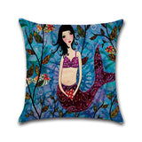 Mermaid,Printed,Cotton,Linen,Cushion,Cover,Square,Decor,Comfortable,Pillow