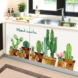 Loskii,FX82119,Cartoon,Green,Cactus,Sticker,Nursery,Children's,Decoration,Decor