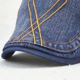 Unisex,Cotton,Washed,Striped,Beret,Duckbill,Buckle,Adjustable,Visor,Cabbie