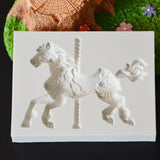 Christmas,Carousel,Horse,Silicone,Fondant,Emboss,Sugarcraft,Mould,Baking,Tools