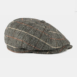 British,Style,Plaid,Pattern,Casual,Octagonal,Beret