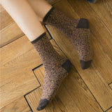 Ladies,Leopard,Print,Breathable,Jacquard,Short,Socks