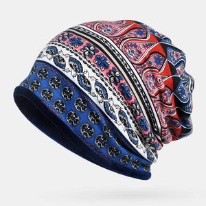 Women,Cotton,Ethnic,Style,Floral,Pattern,Velvet,Turban,Beanie,Scarf