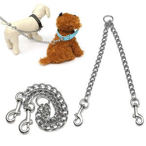 Double,Puppy,Coupler,Chain,Leash,Walking