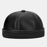 Banggood,Design,Solid,Color,Leather,Beanie,Brimless,Landlord,Skull