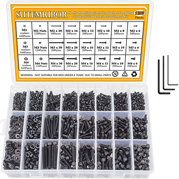 1200Pcs,Assorted,Stainless,Steel,Screws,Socket,Bolts