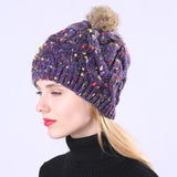 Women,Handmade,Jacquard,Mixed,Color,Rabbit,Knitted,Casual,Beanie