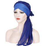 Women,Forehead,Cross,Beanie,Solid,Color,Fashion,Chiffon