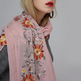 Women,Linen,Handcraft,Embroidery,Printting,Scarves,Fashion,Summer,Outdoor,Flower,Shawl,Scarf