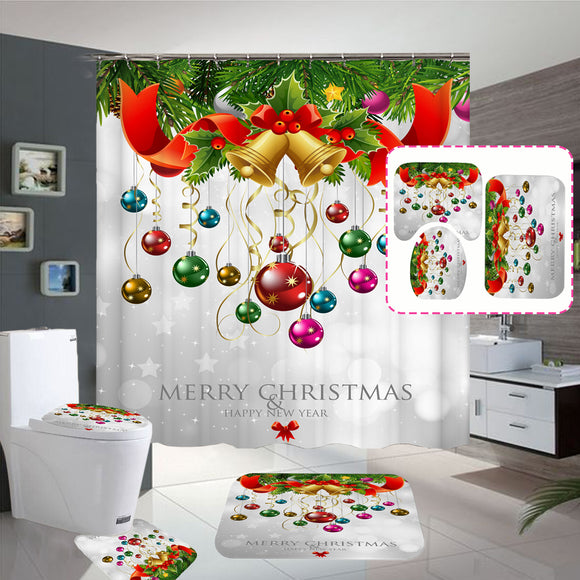 Merry,Christmas,Waterproof,Bathroom,Shower,Curtain,Toilet,Cover
