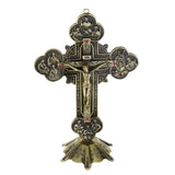 Antique,Jesus,Catholic,Altar,Standing,Religious,Crucifix,Cross,Decorations,Base"