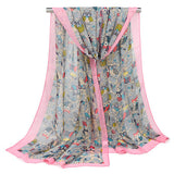 160CM,Women,Print,Scarfs,Chiffon,Autumn,Outdoor,Shawl,Scarves